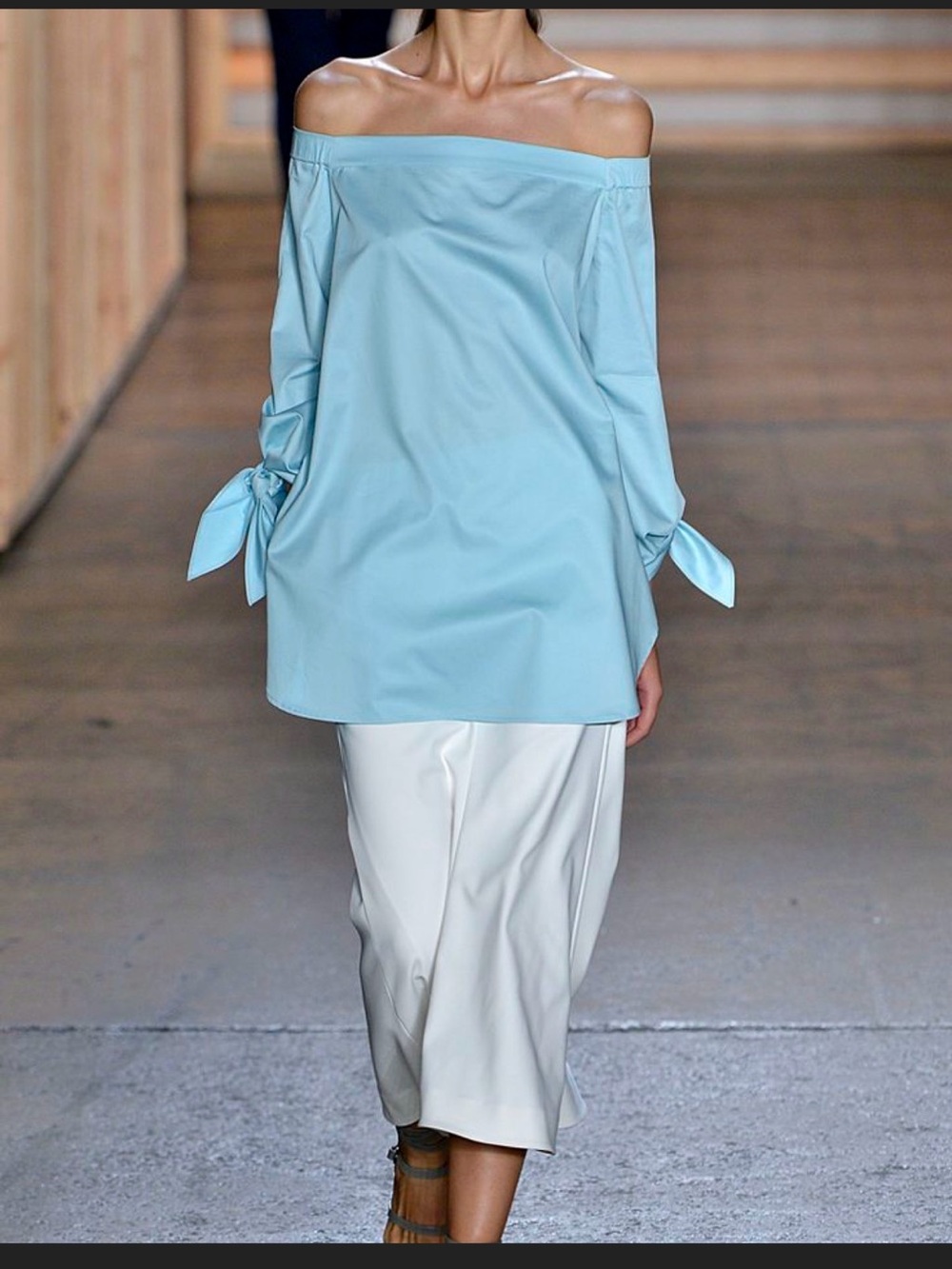 Tibi Off The Shoulder Cotton Poplin Tunic